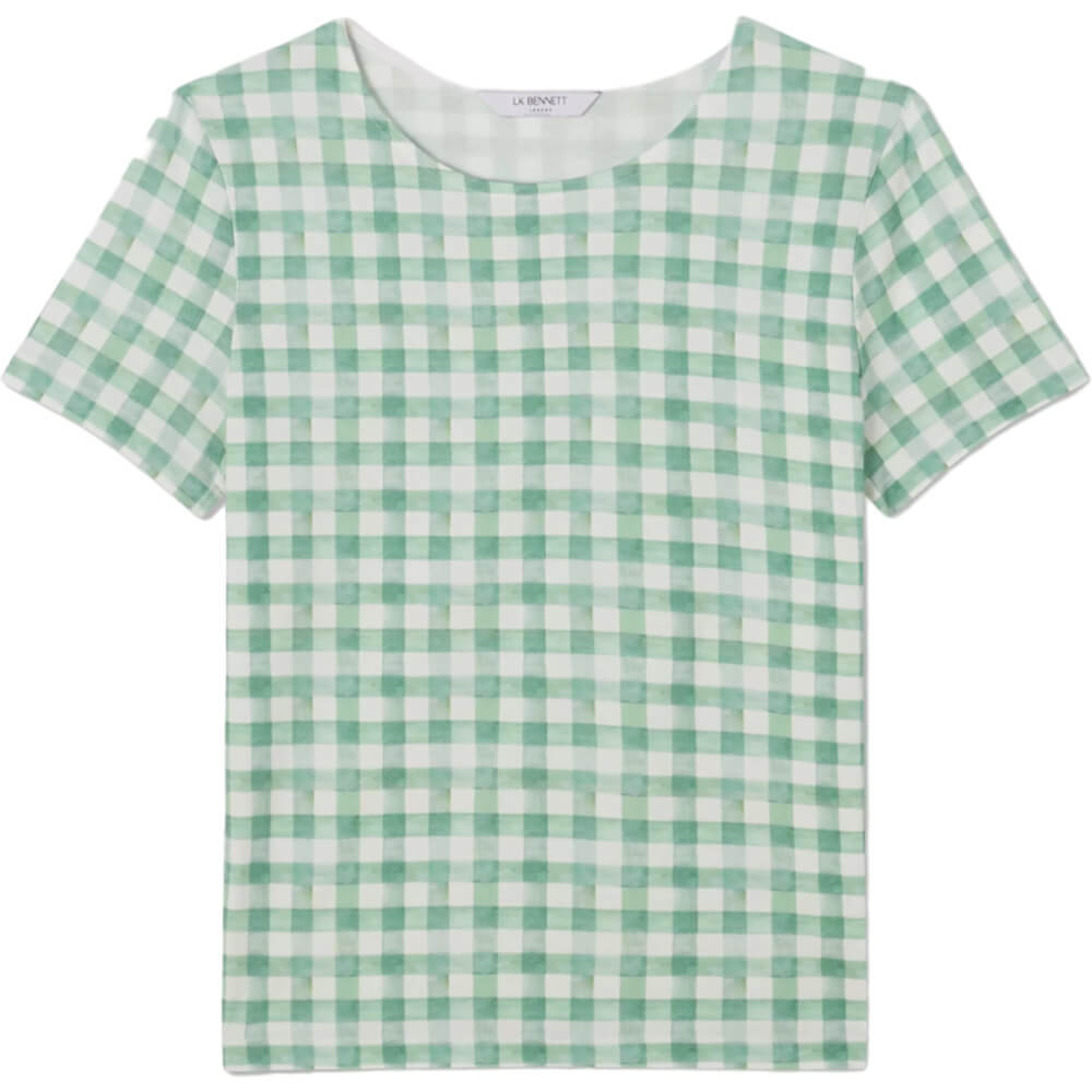 LK Bennett Calder Gingham Check Organic Cotton T Shirt